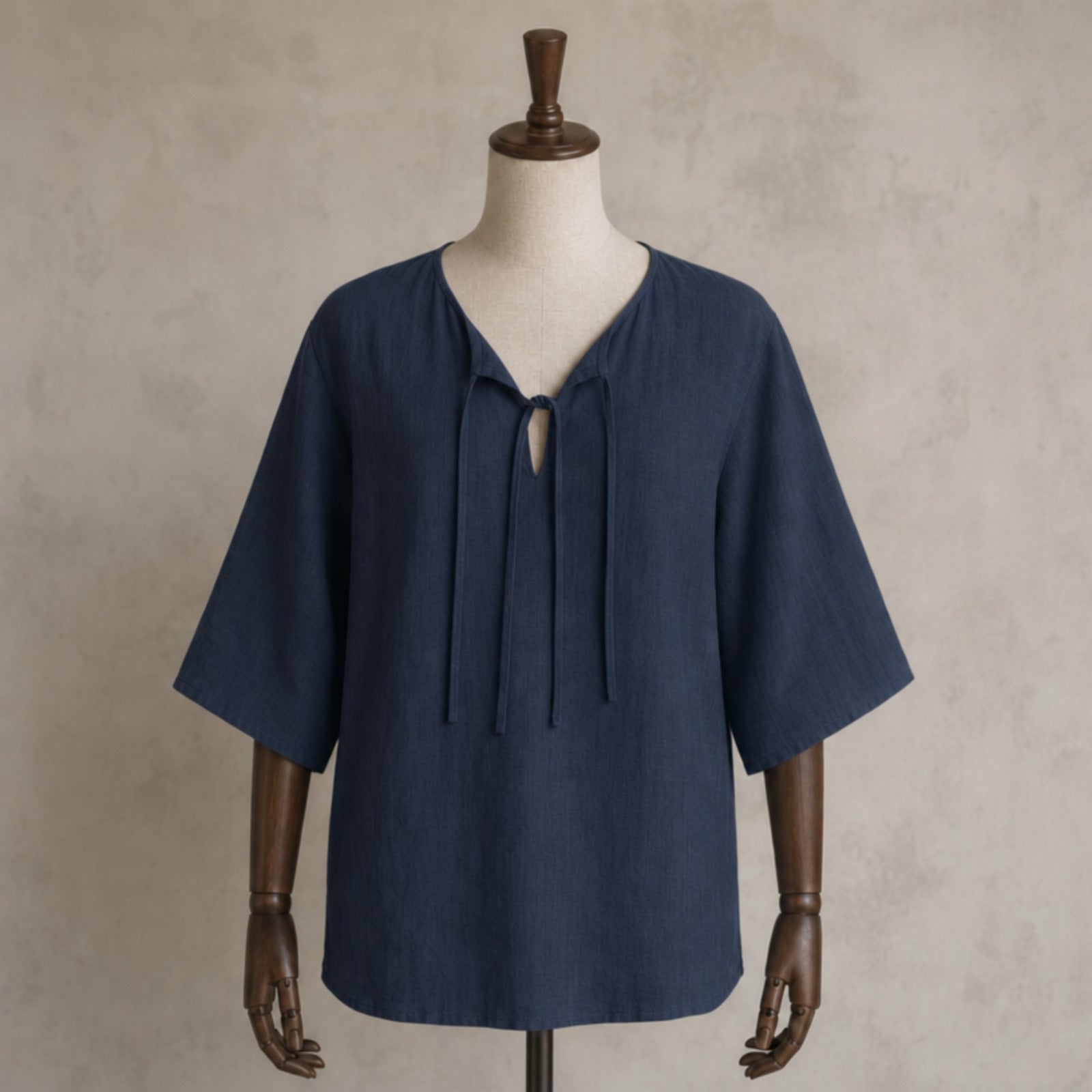 Harald Linen Tunic Short Sleeve, Dark Blue