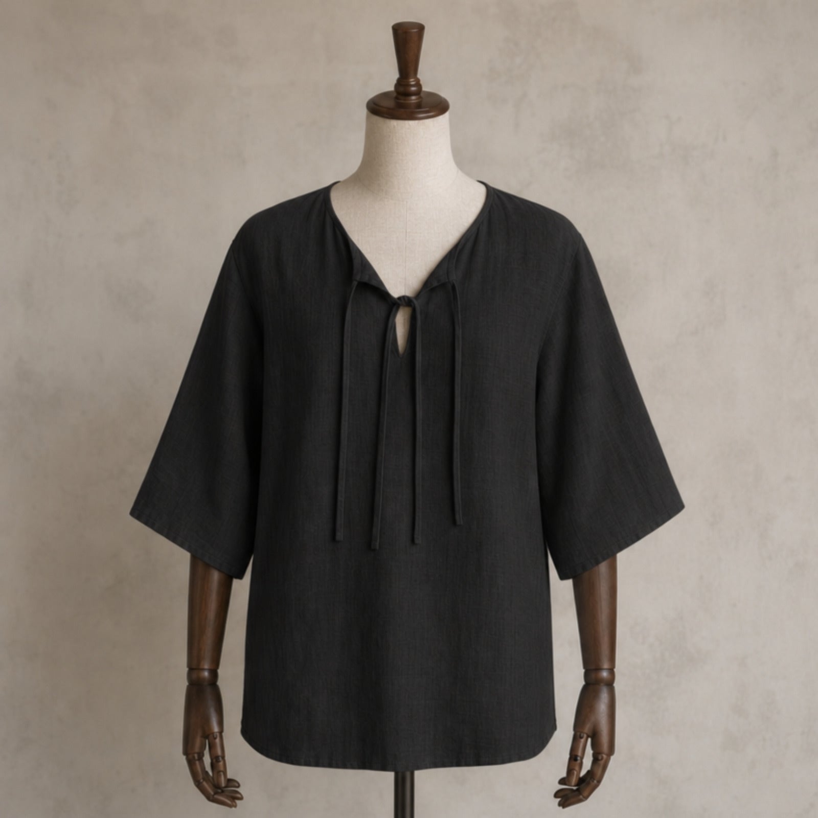 Harald Linen Tunic Short Sleeve, Black