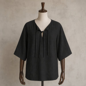 Harald Linen Tunic Short Sleeve, Black