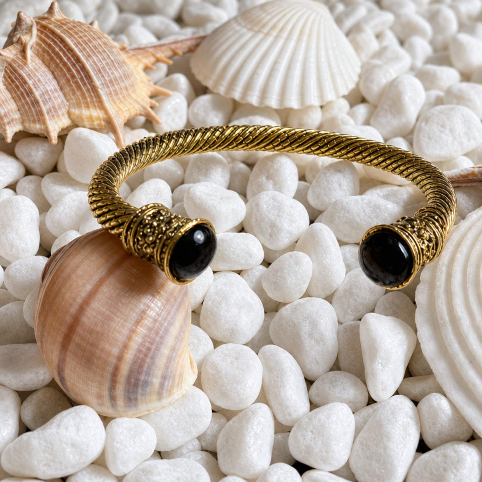 Viking Bracelet, Twisted, Tiger's Eye, Gold