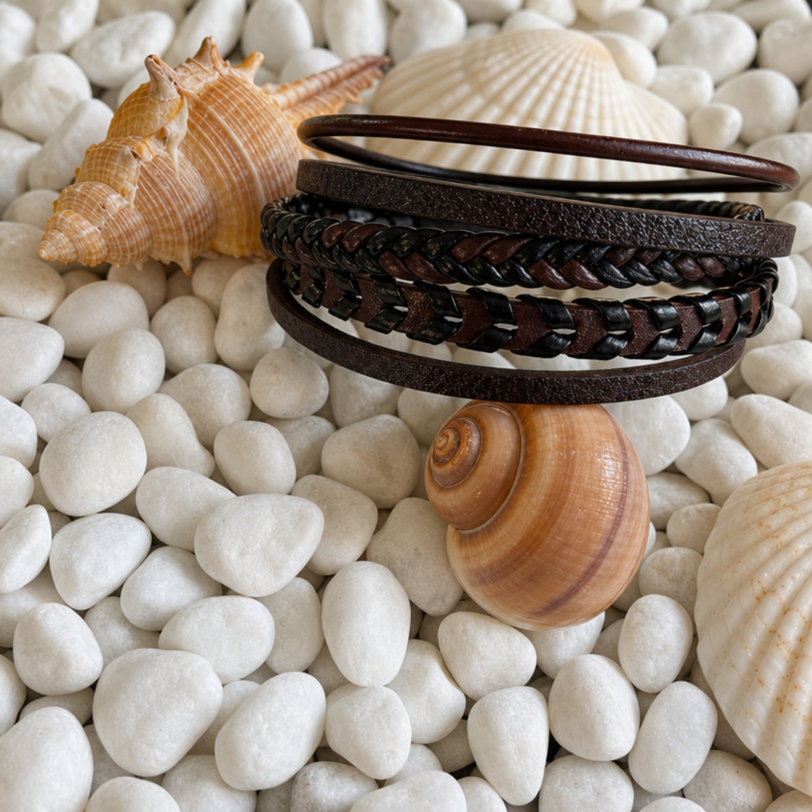 Multi Layered Leather Rope Bracelet, Brown