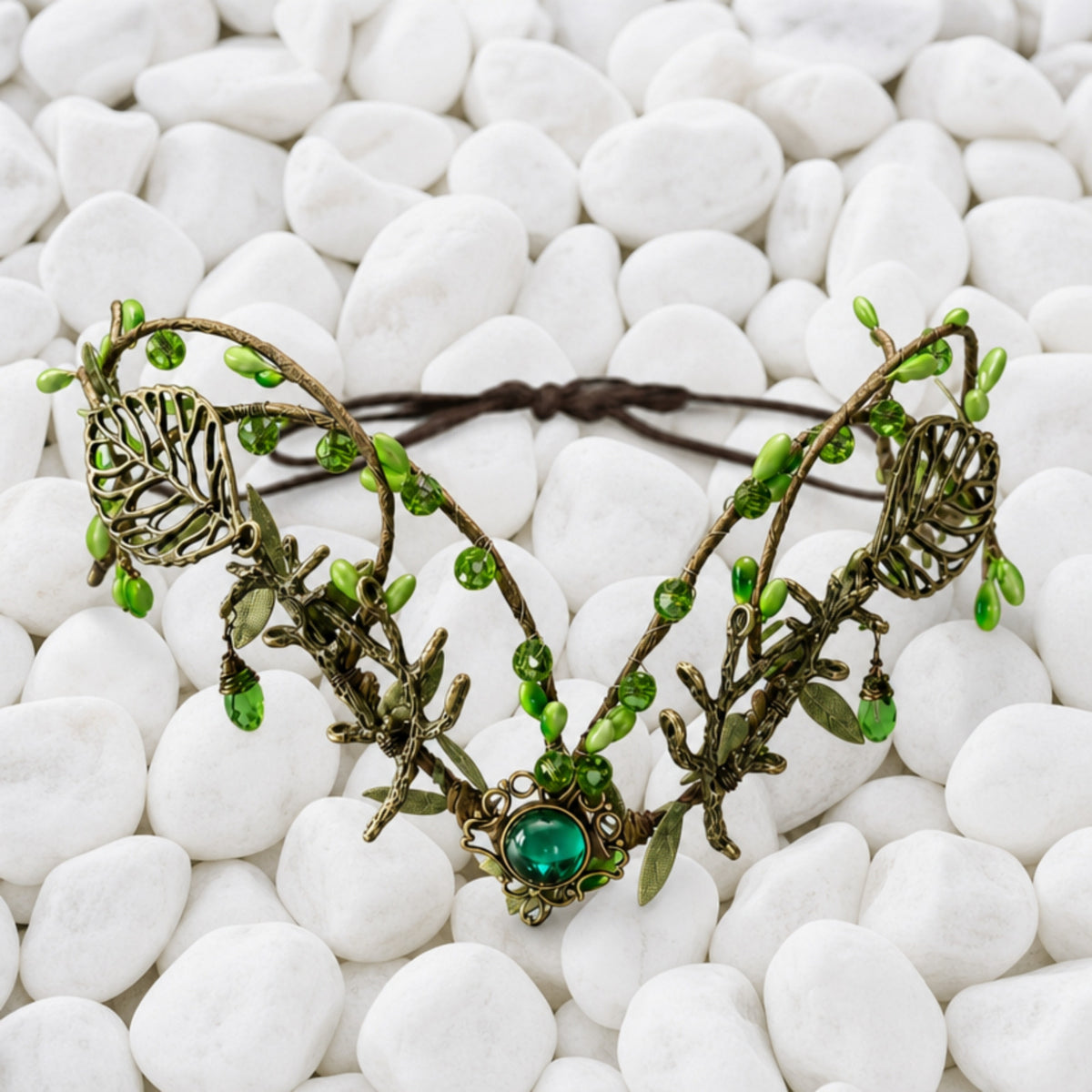 Woodland Headband Tiara, Green/Gold