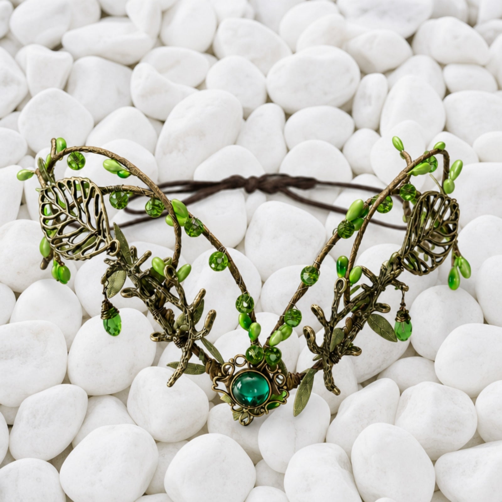 Woodland Headband Tiara, Green/Gold