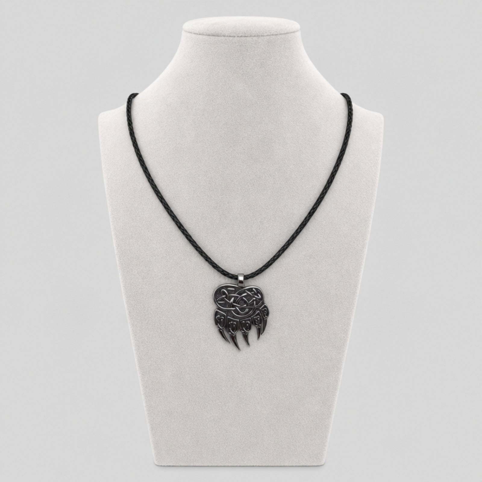 Bear Claw Necklace with rope, Silver