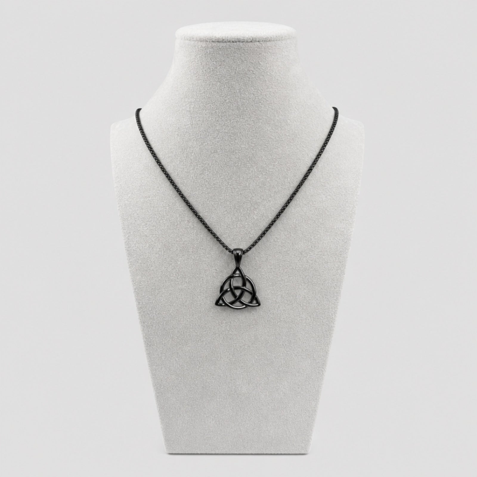 Irish Triquetra Knot Pendant Necklace, Black