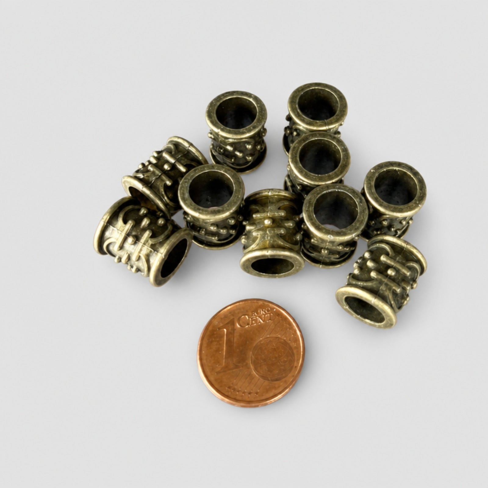 10pcs Viking Tube Beads, Antique Brass