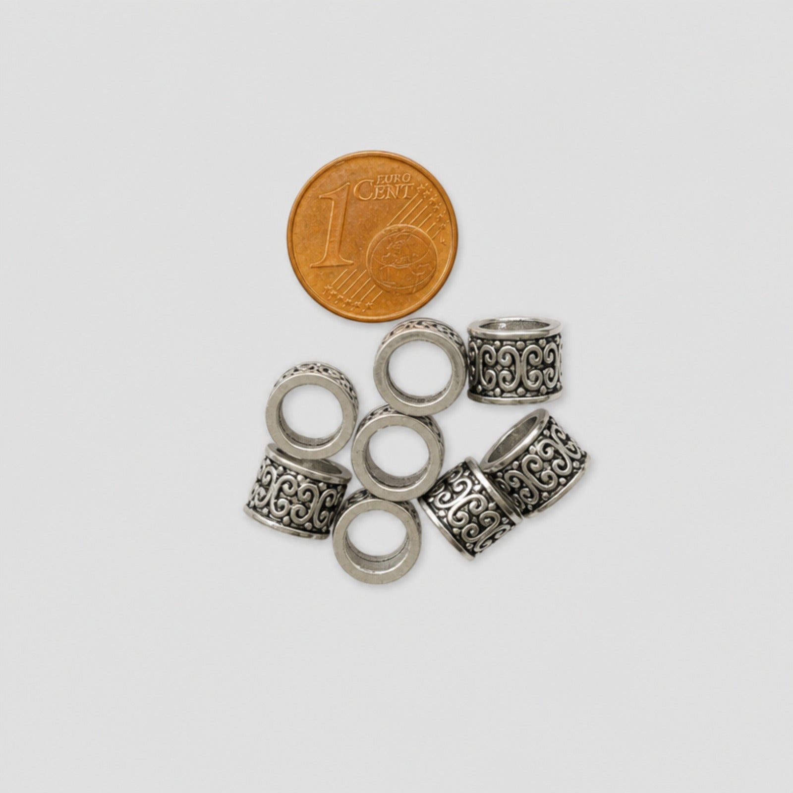 8 Pcs Spacer Tube Beads, Silver