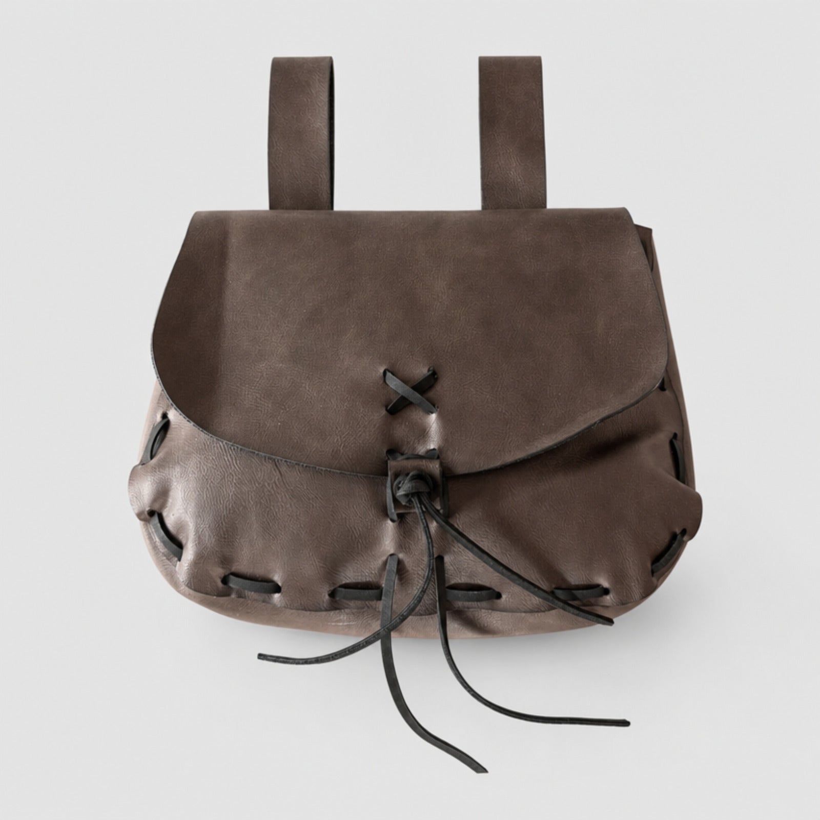 Big Medieval Leather Belt Bag, Dark Brown
