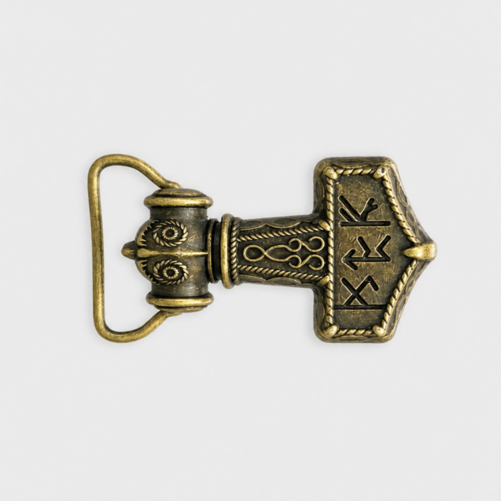 Thor Hammer Belt Buckle, Antique Bronze
