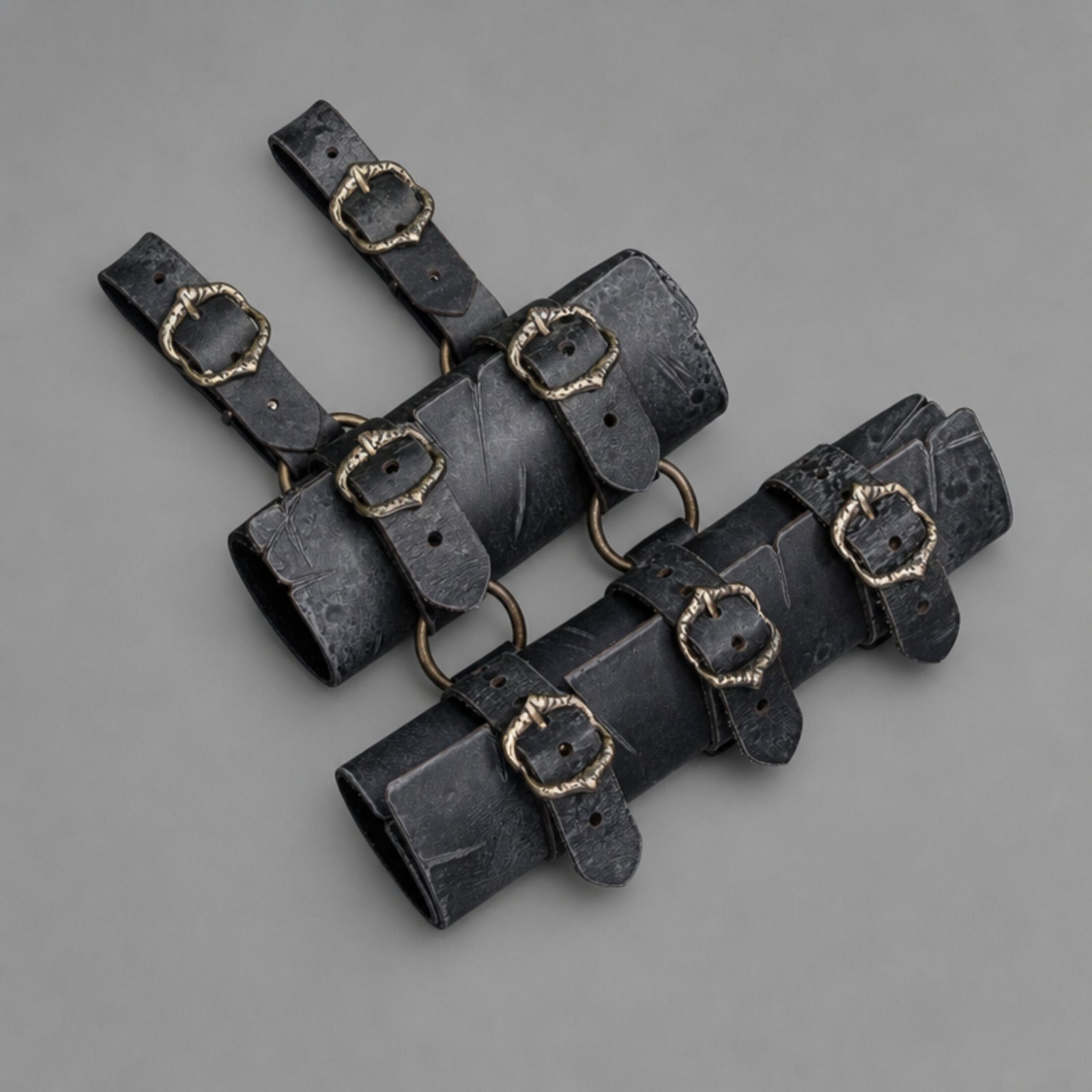 Handcrafted Double sword holder (Tahali) Damaged Look Finish, Black