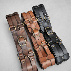 Handcrafted Leather belt, Black