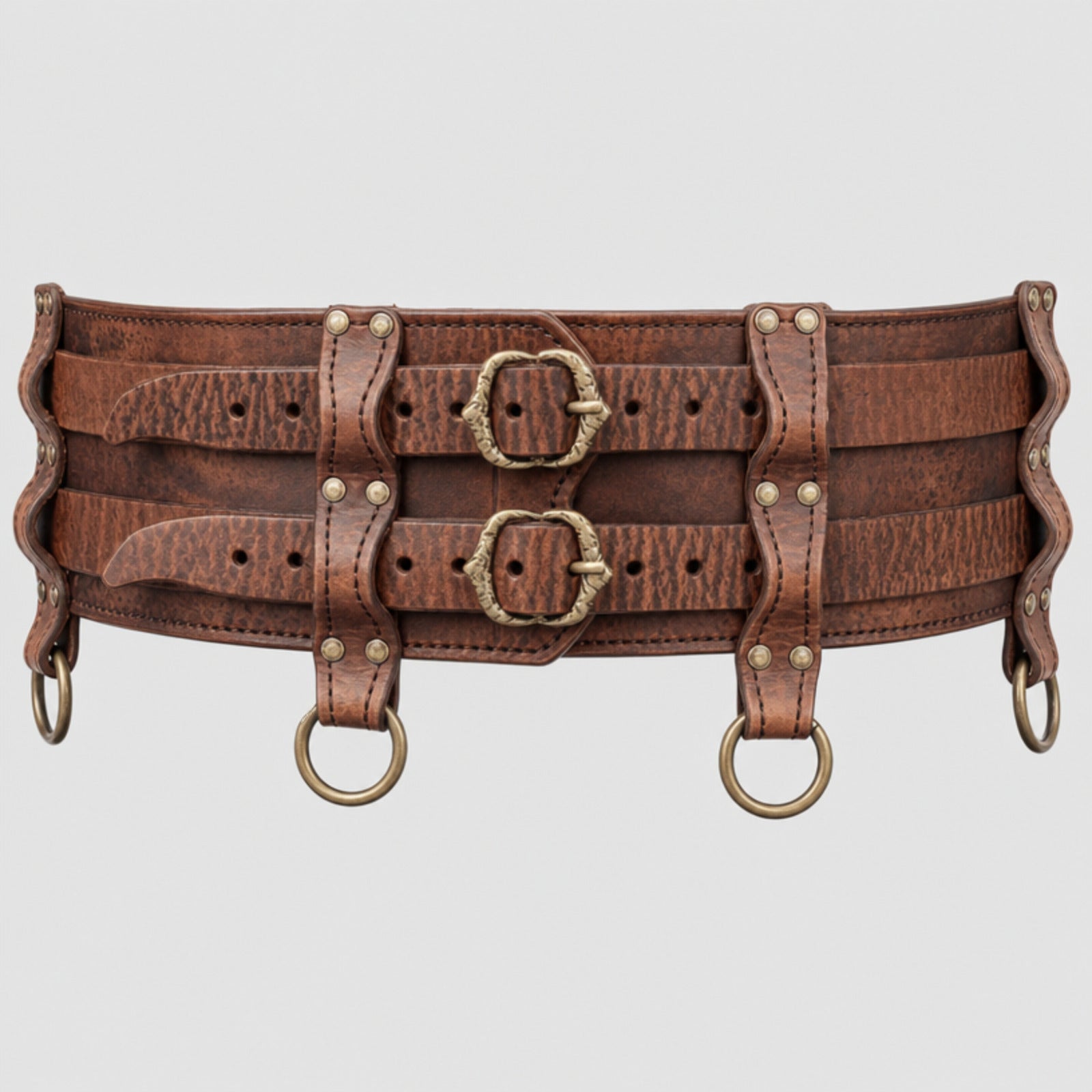 Handcrafted Leather Luthor Double Belt, Brown