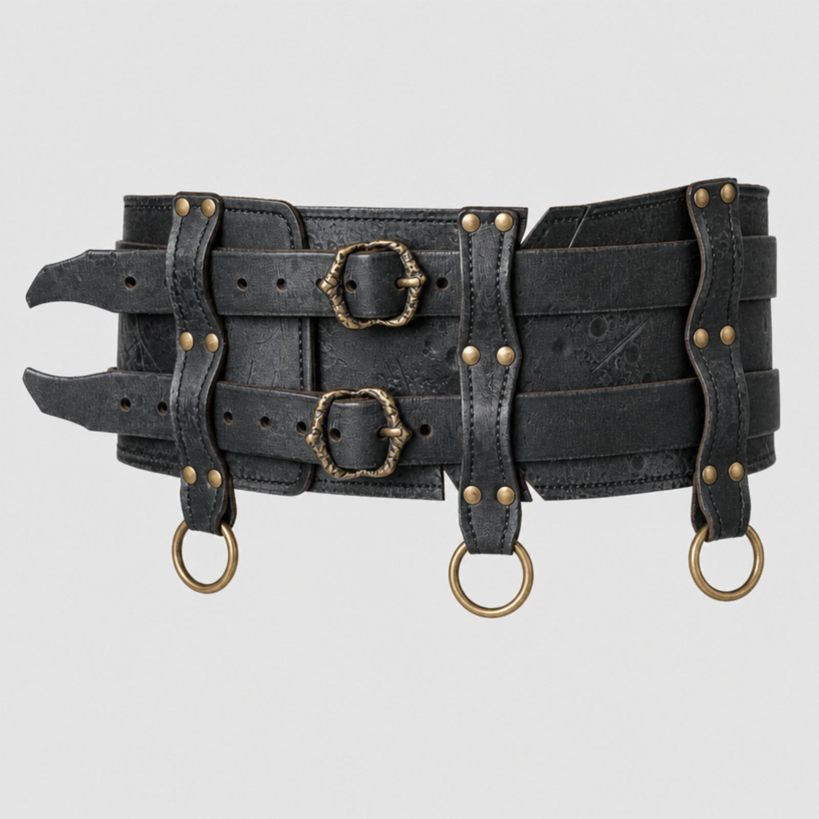 Handcrafted Leather Luthor Double Belt, Black