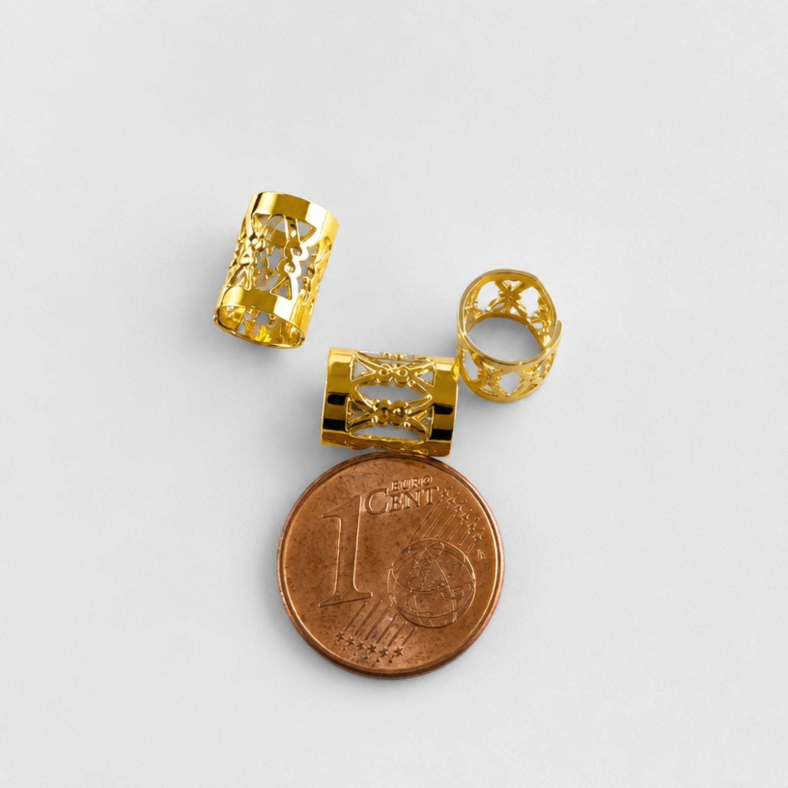 20 Pcs Filigree Hair Cuffs, Gold