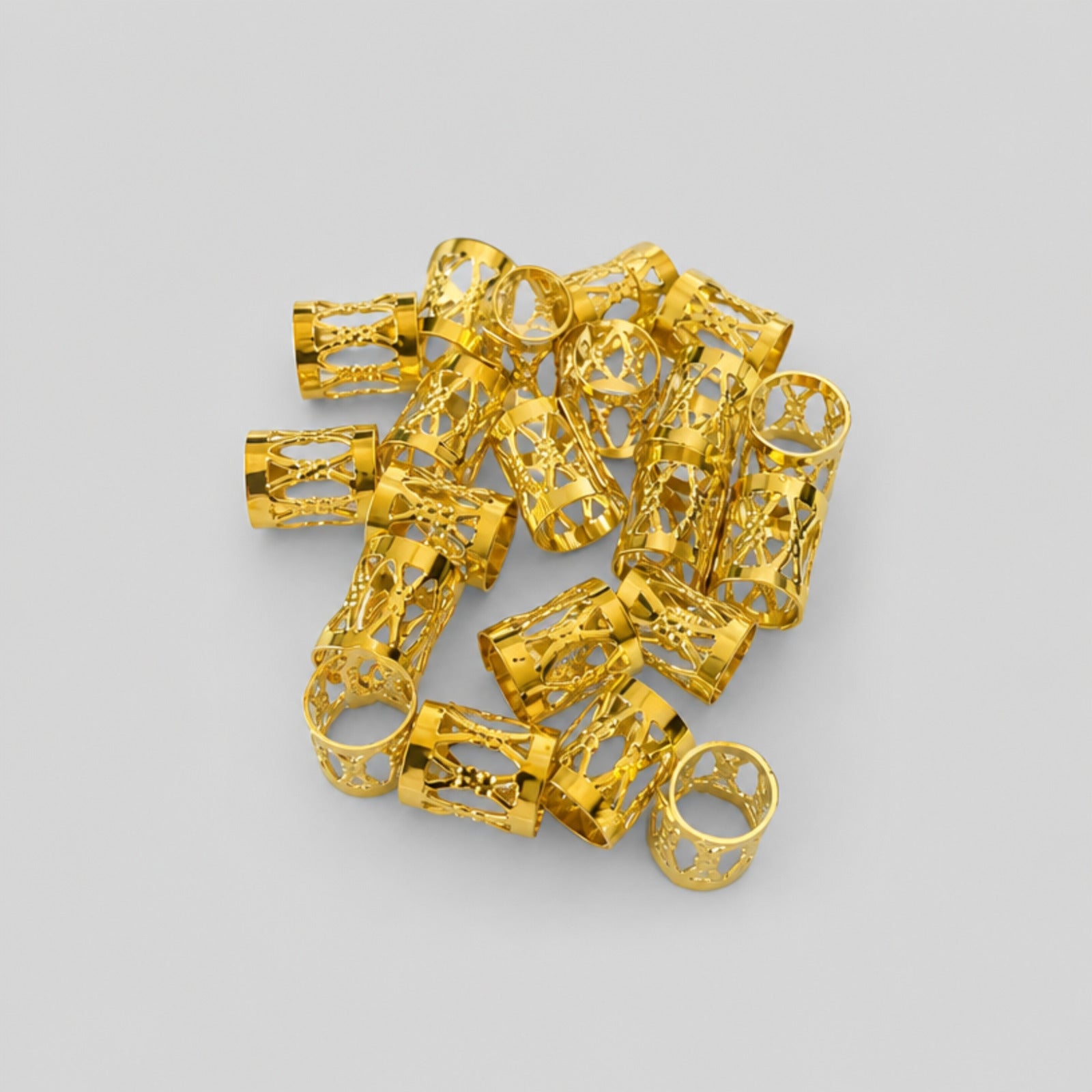 20 Pcs Filigree Hair Cuffs, Gold