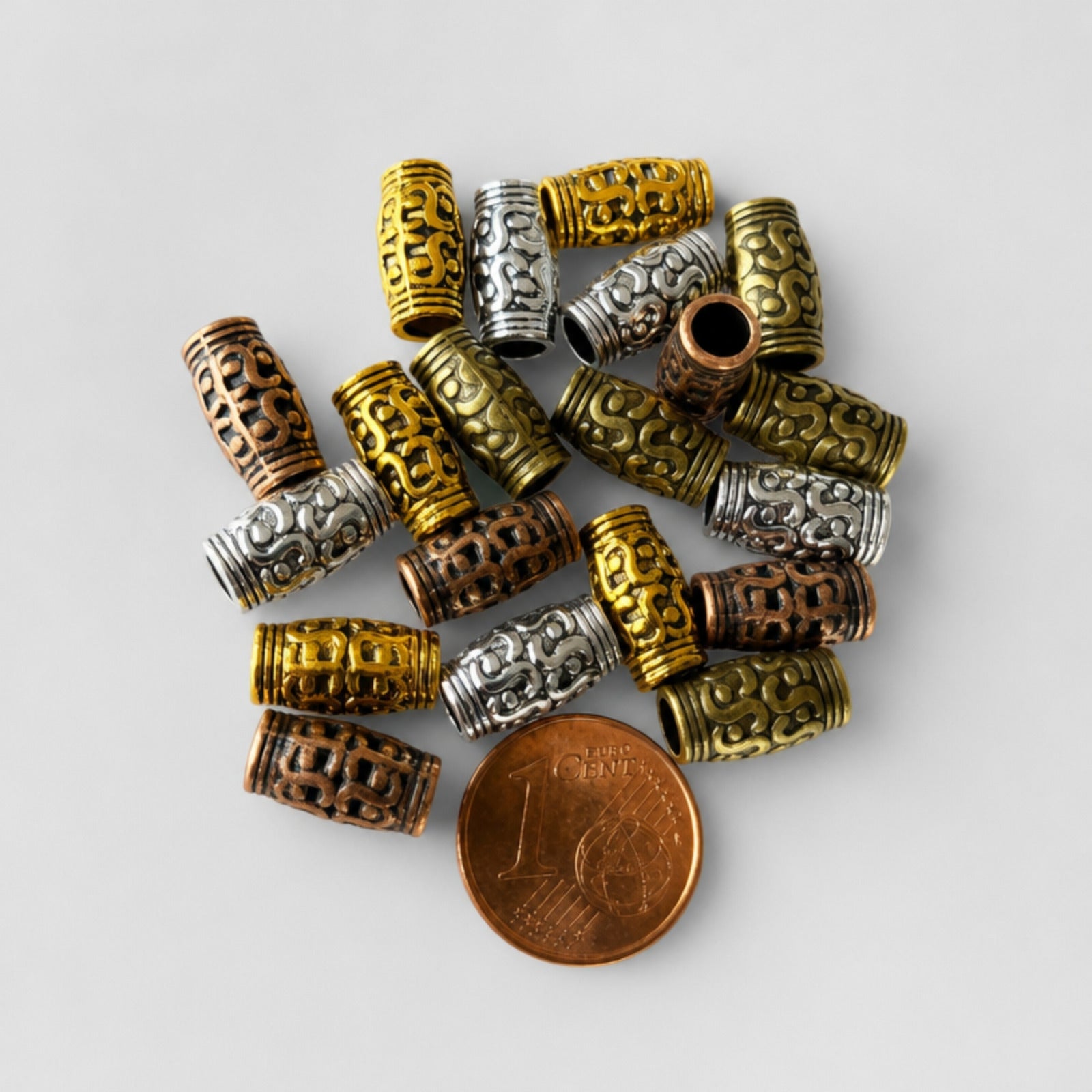 20 Pcs Metal Tube Beads, Mixed