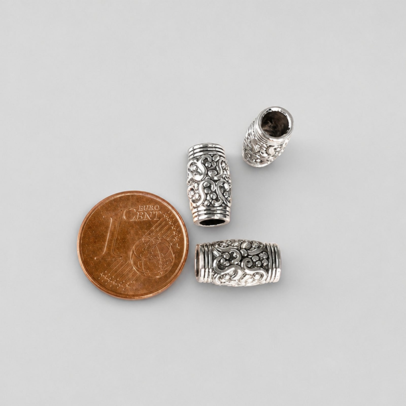 20 Pcs Metal Tube Beads, Silver