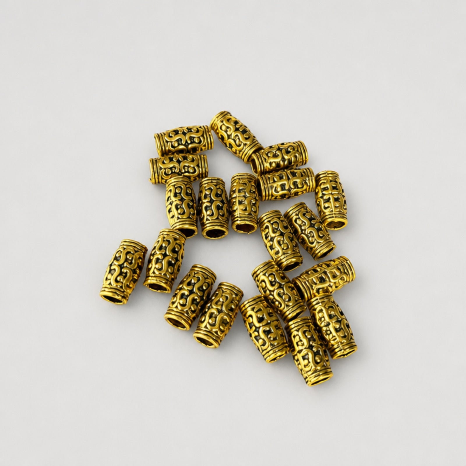 20 Pcs Metal Tube Beads, Gold