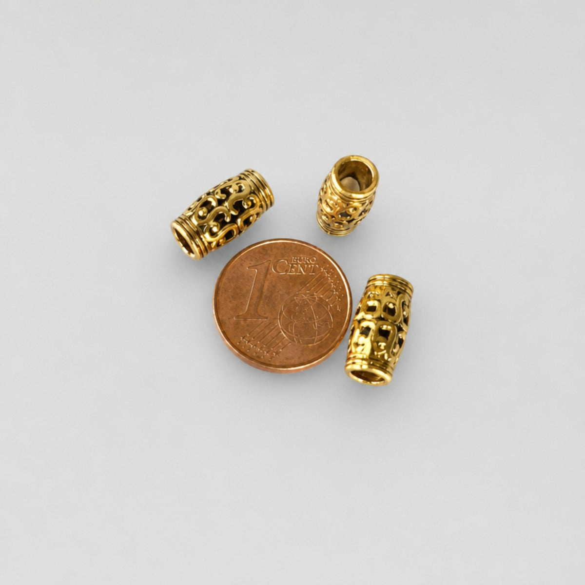 20 Pcs Metal Tube Beads, Gold