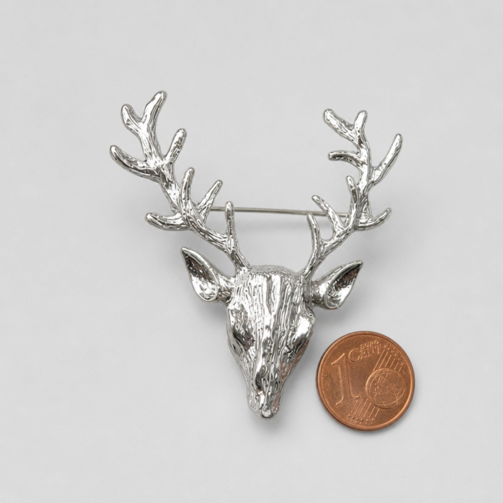 Elk Head Brooch, Silver