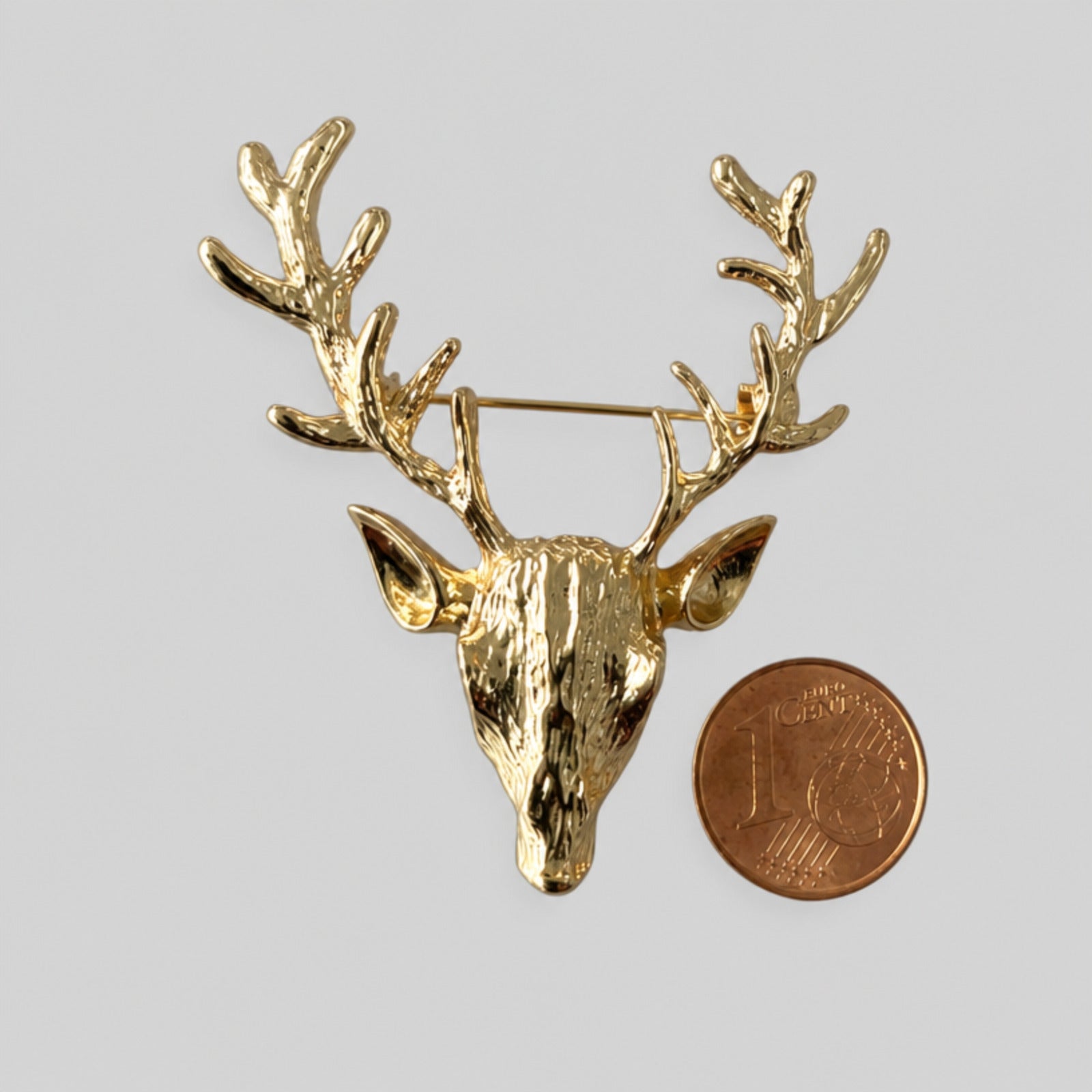 Elk Head Brooch, Gold