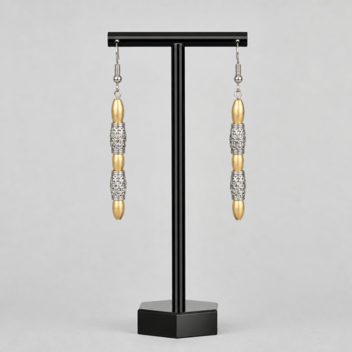 Byzantine-Inspired Mixed Metal Filigree Dangle Earrings