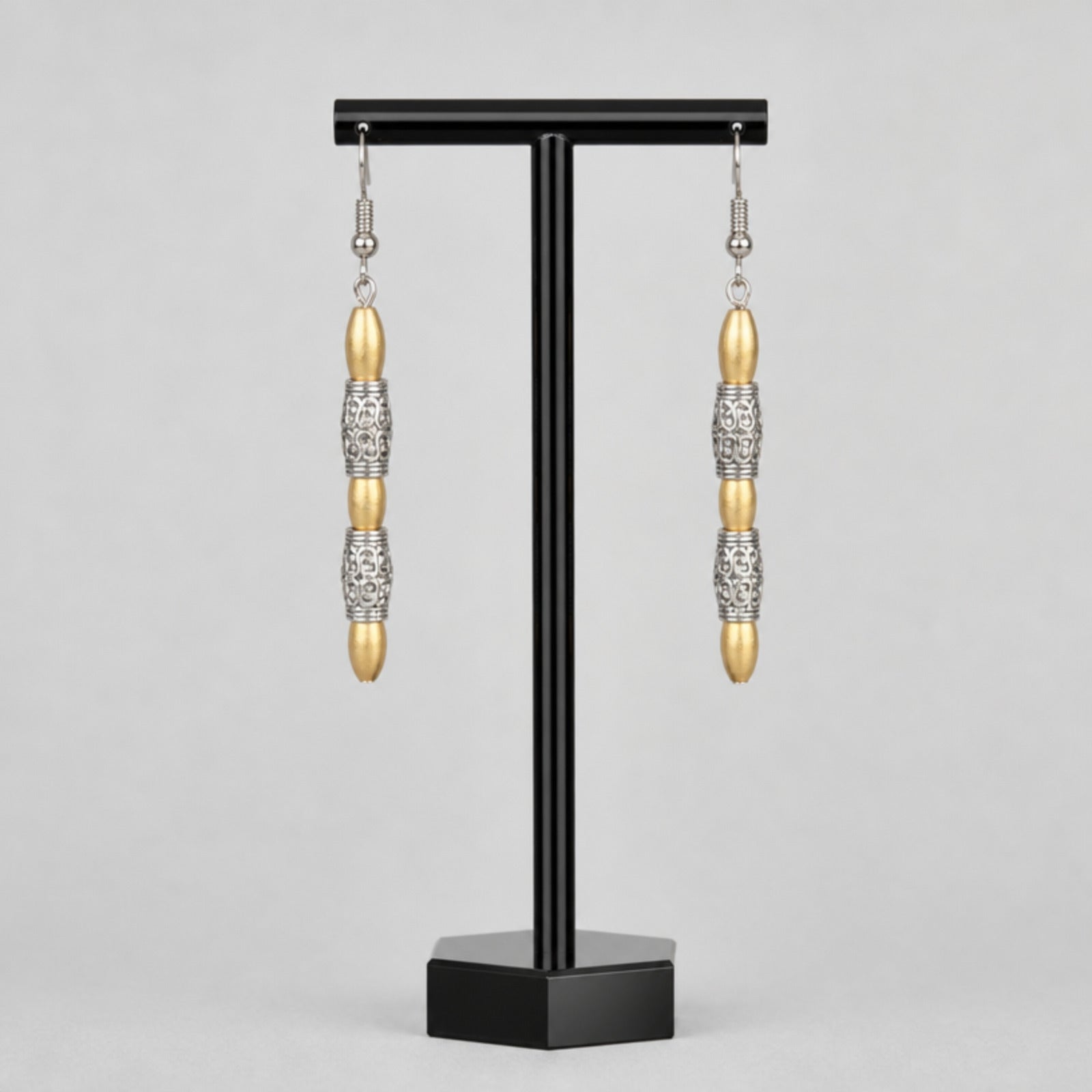 Byzantine-Inspired Mixed Metal Filigree Dangle Earrings
