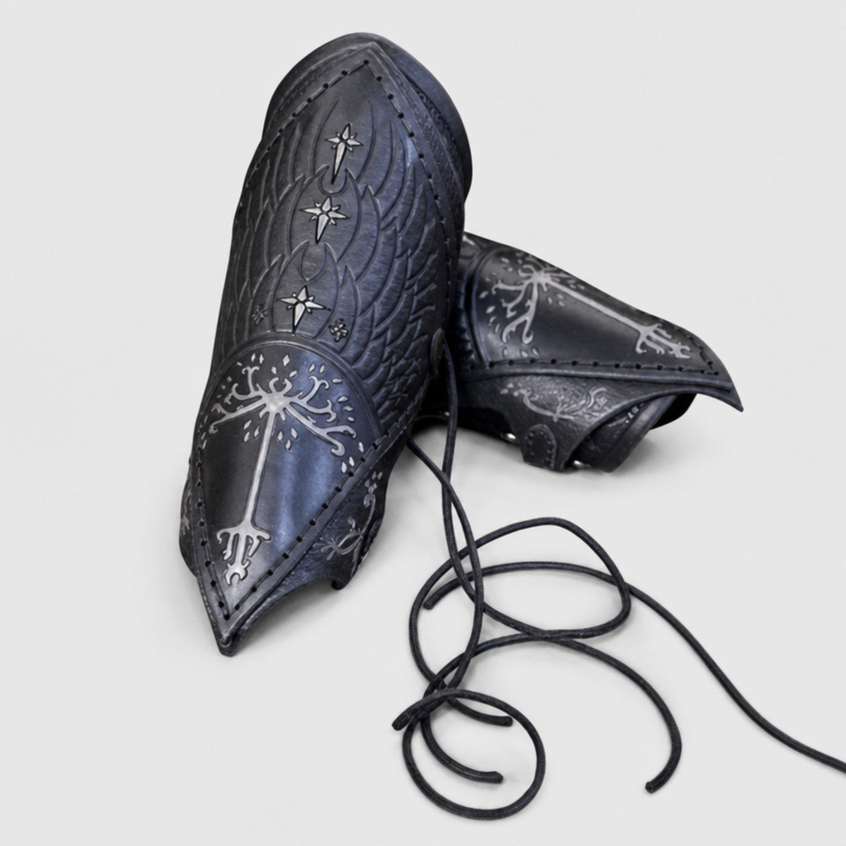 Handcrafted Leather Bracers, Black