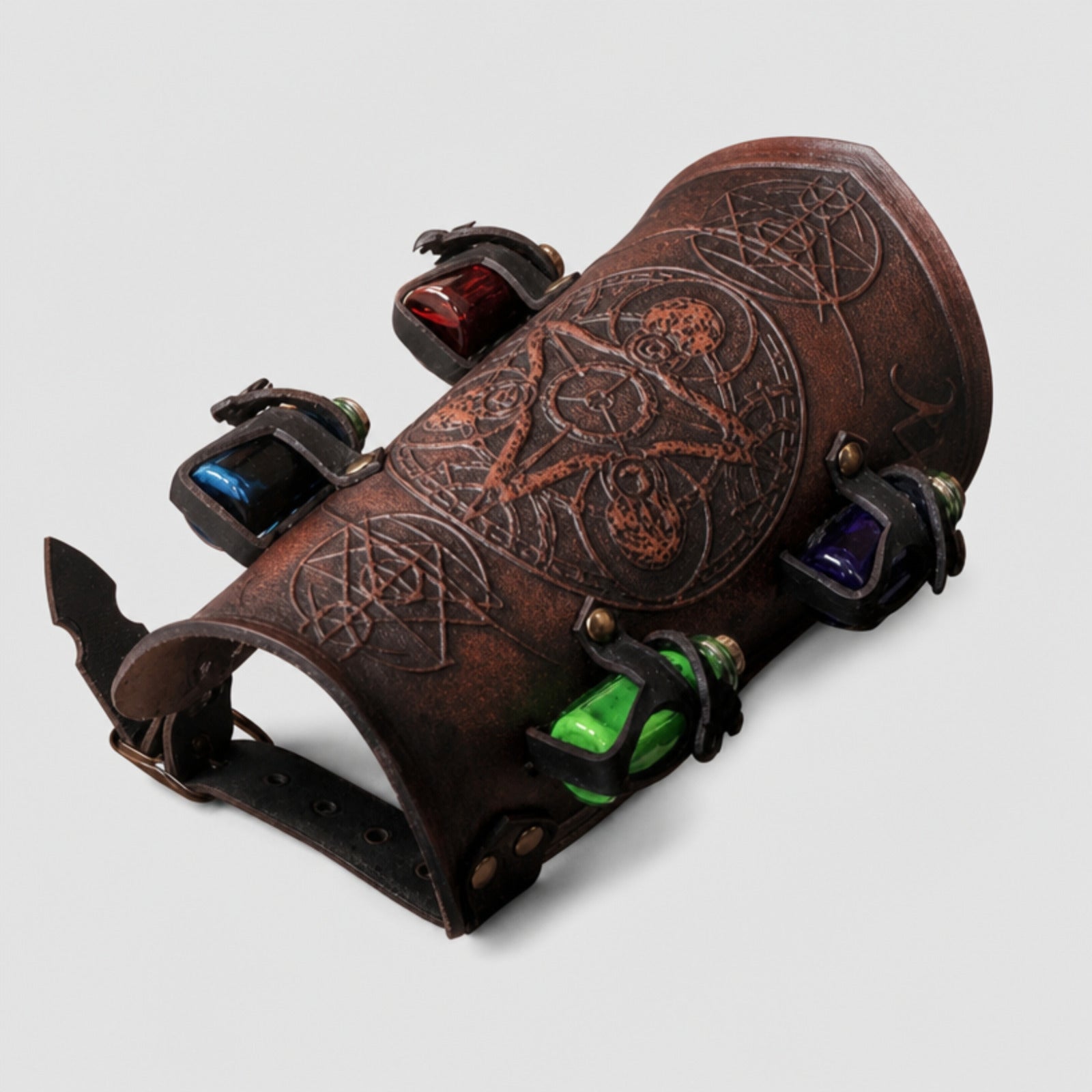Handcrafted Leather Alchemist bracer with Magic Triangle, Brown