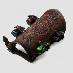Handcrafted Leather Alchemist bracer with Magic Triangle, Brown