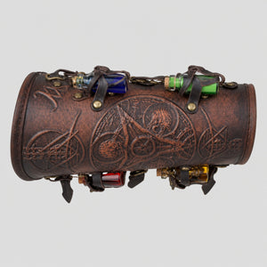 Handcrafted Leather Alchemist bracer with Magic Triangle, Copper