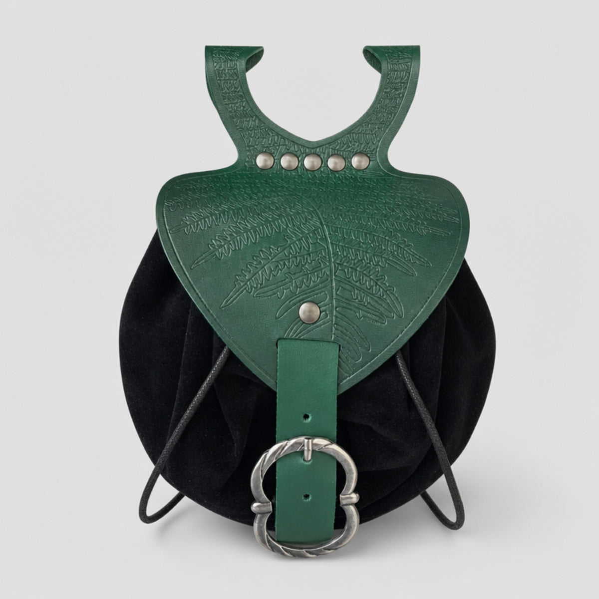 Medieval Pu Leather/Suede Belt Bag, Green/Black
