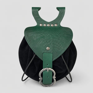Medieval Pu Leather/Suede Belt Bag, Green/Black