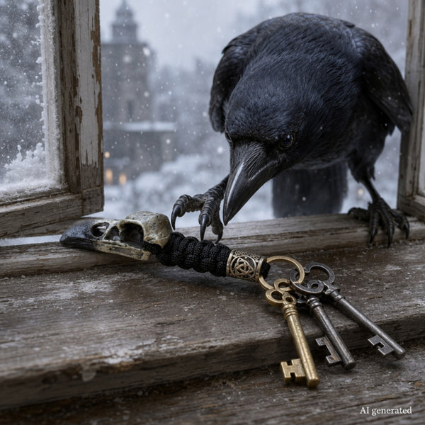 Odin Raven Skull Keychain
