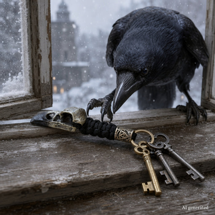 Odin Raven Skull Keychain