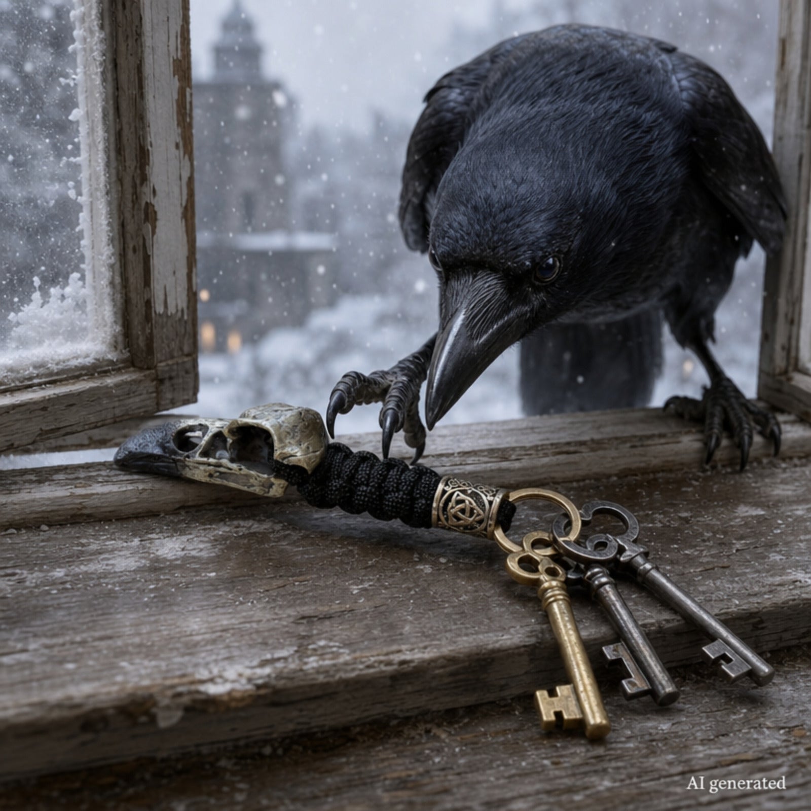 Odin Raven Skull Keychain