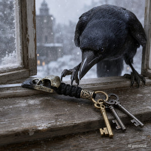 Odin Raven Skull Keychain