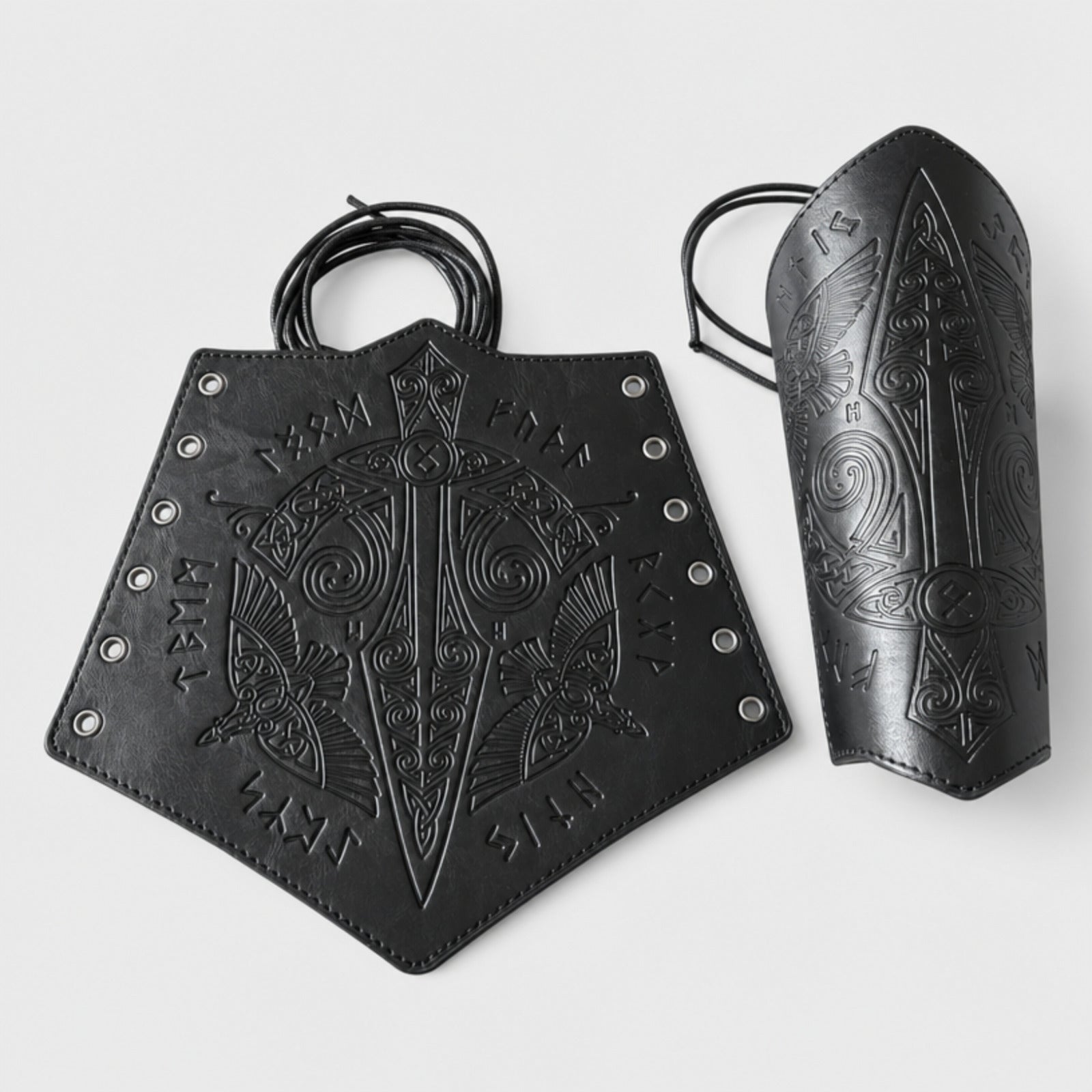Medieval PU Leather Gauntlet, Black