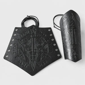 Medieval PU Leather Gauntlet, Black