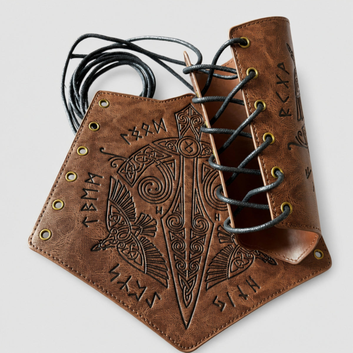 Medieval PU Leather Gauntlet, Brown