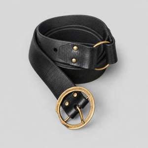Handcrafted 40 Long Leather Belt with ring, Black