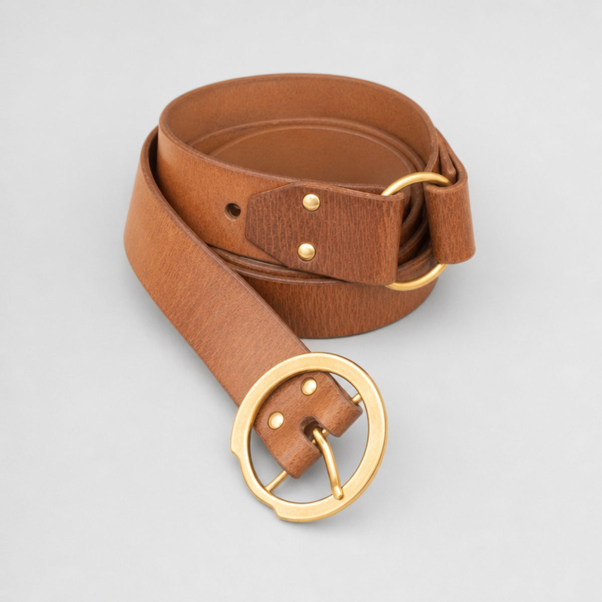 Handcrafted 40 Long Leather Belt with ring, Brown
