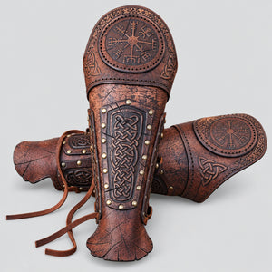 Viking Celtic Leather Sedrik Bracers, Brown