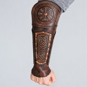 Viking Celtic Leather Sedrik Bracers, Brown