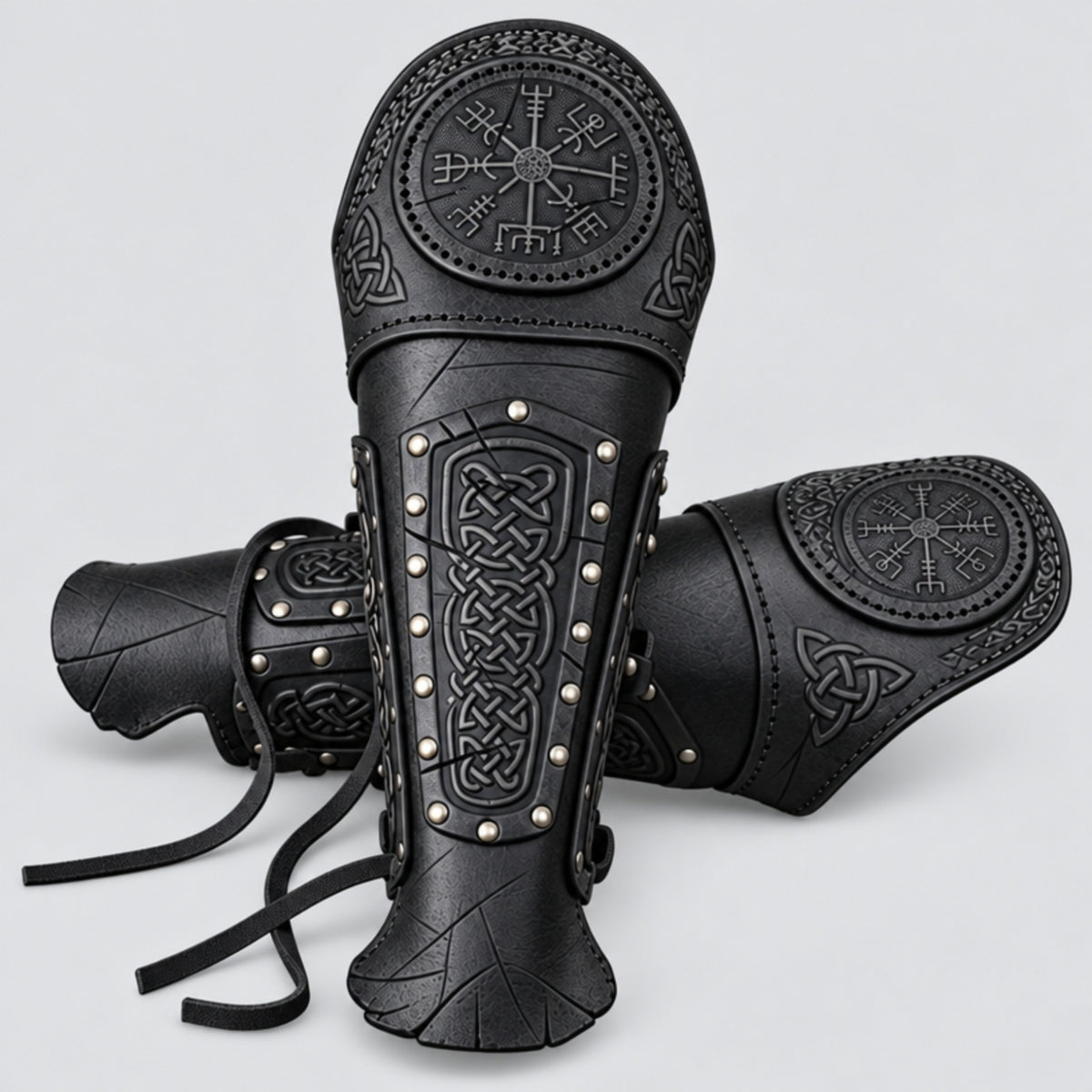 Viking Celtic Leather Sedrik Bracers, Black