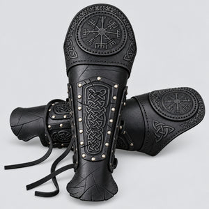 Viking Celtic Leather Sedrik Bracers, Black