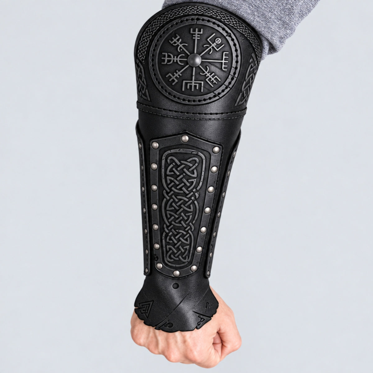 Viking Celtic Leather Sedrik Bracers, Black