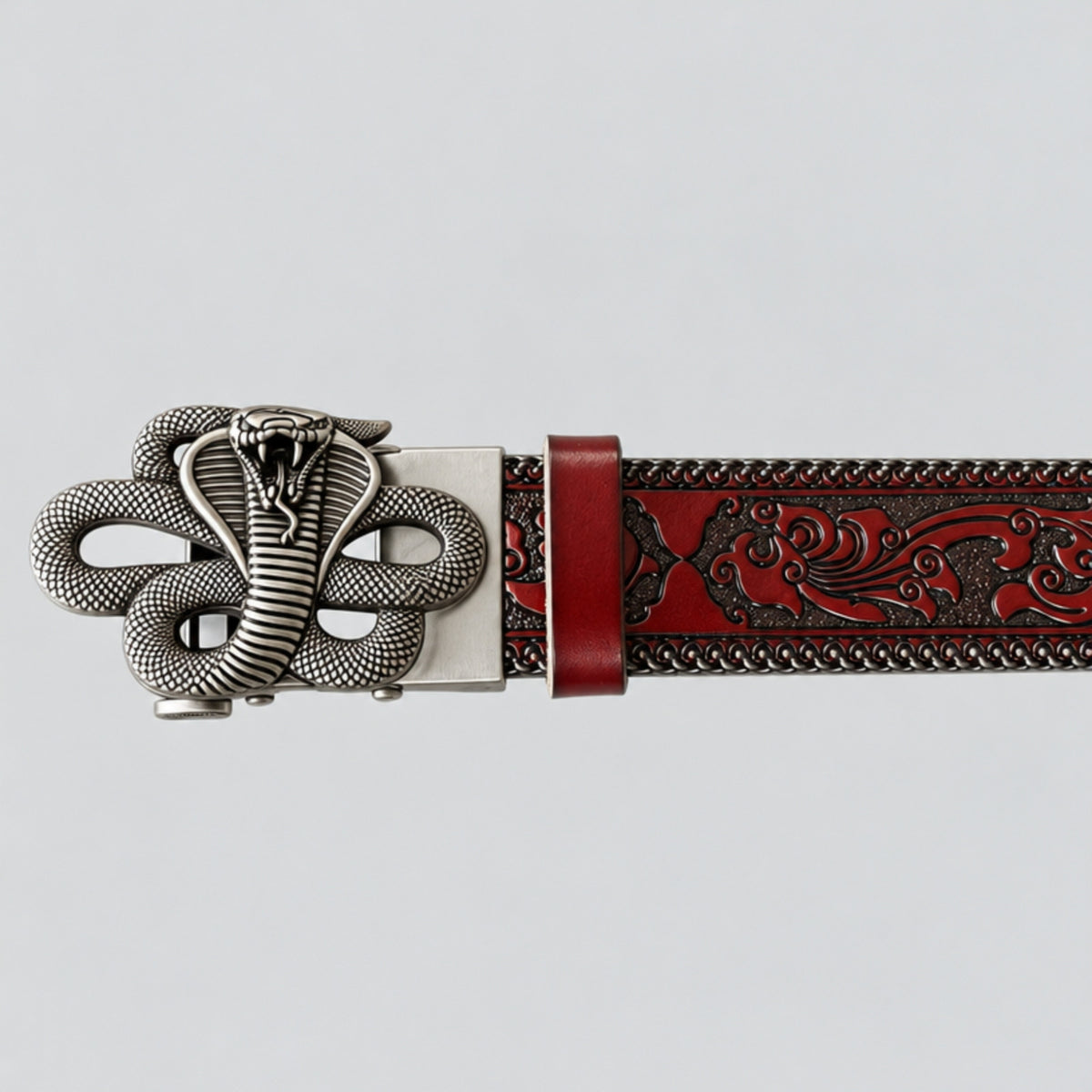 Embossed Warlord Cobra Tooled Leather Costume Belt