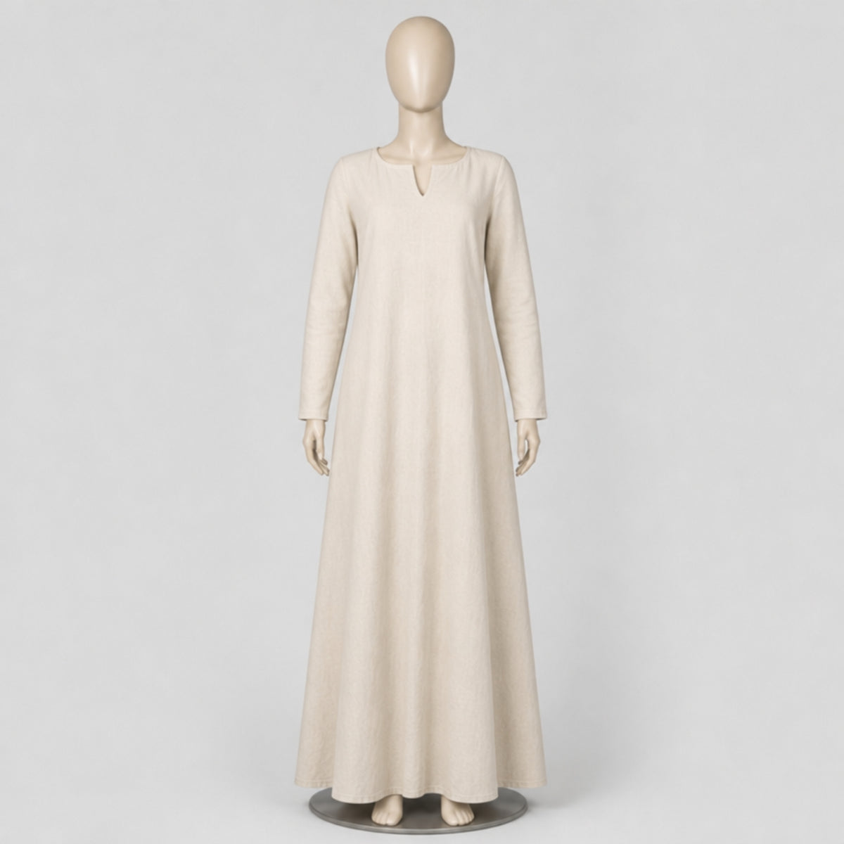 Thora Handmade Linen Medieval Dress, Natural