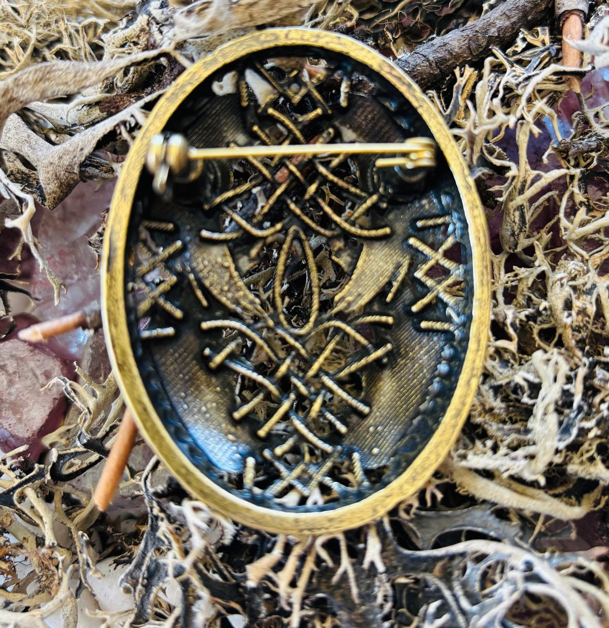 Medieval Odin Raven Viking Brooch, Gold